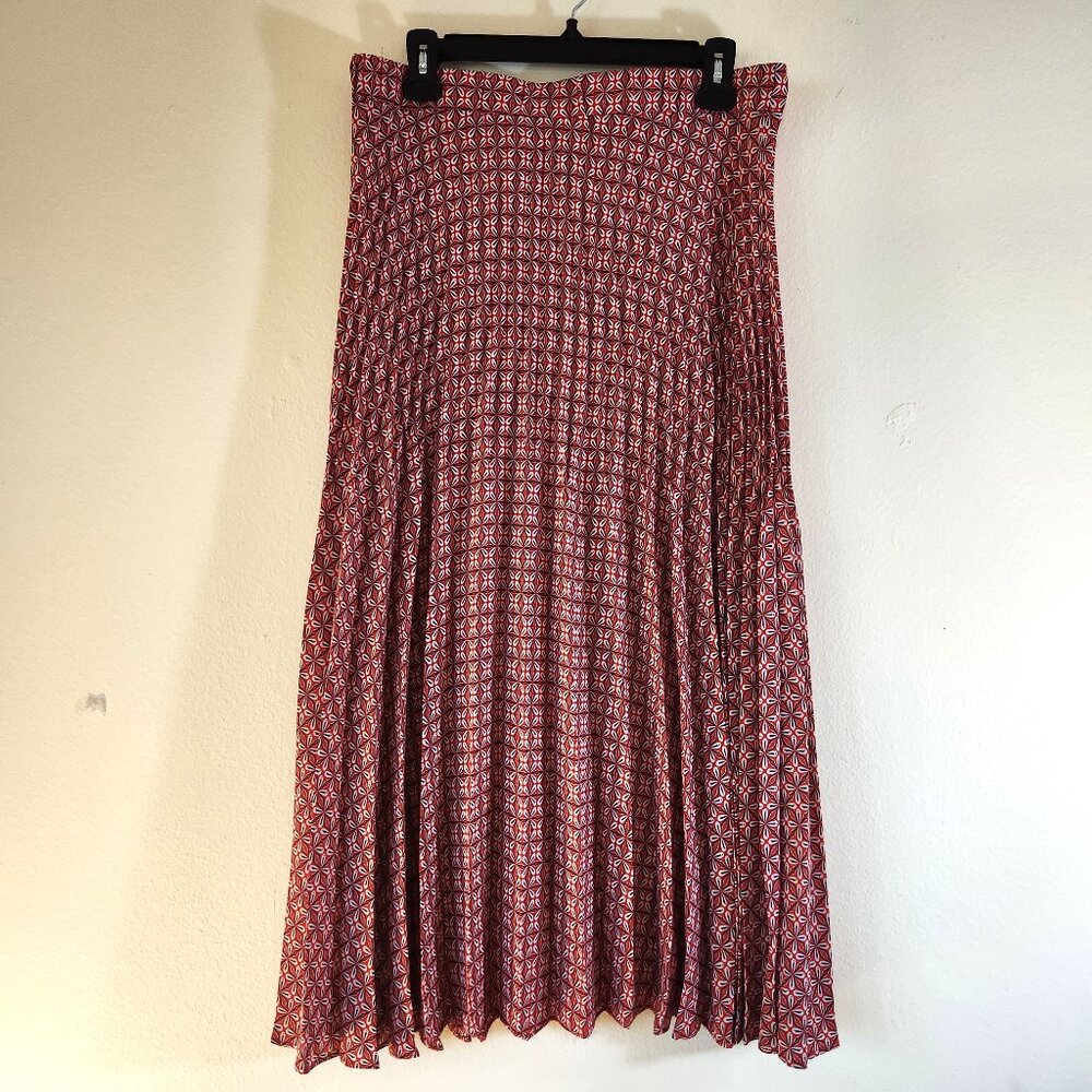 NWT Max Studio Geometric Pleated Midi Skirt Red, white, Blue Large